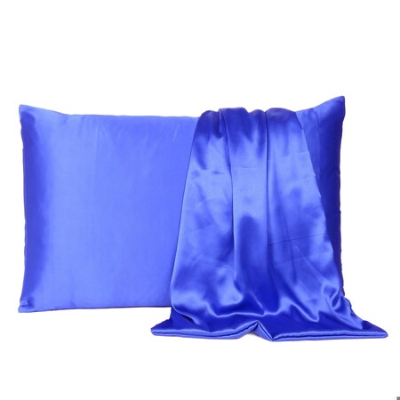 Homeroots 20 x 26 in. Royal Blue Dreamy Silky Satin Standard Size Pillowcases 387879